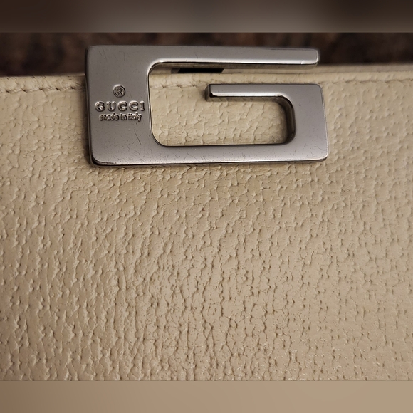 GUCCI G Clasp Continental Pebble Grain Ivory Leather Wallet Auth #035.2778.2097 - Picture 15 of 16